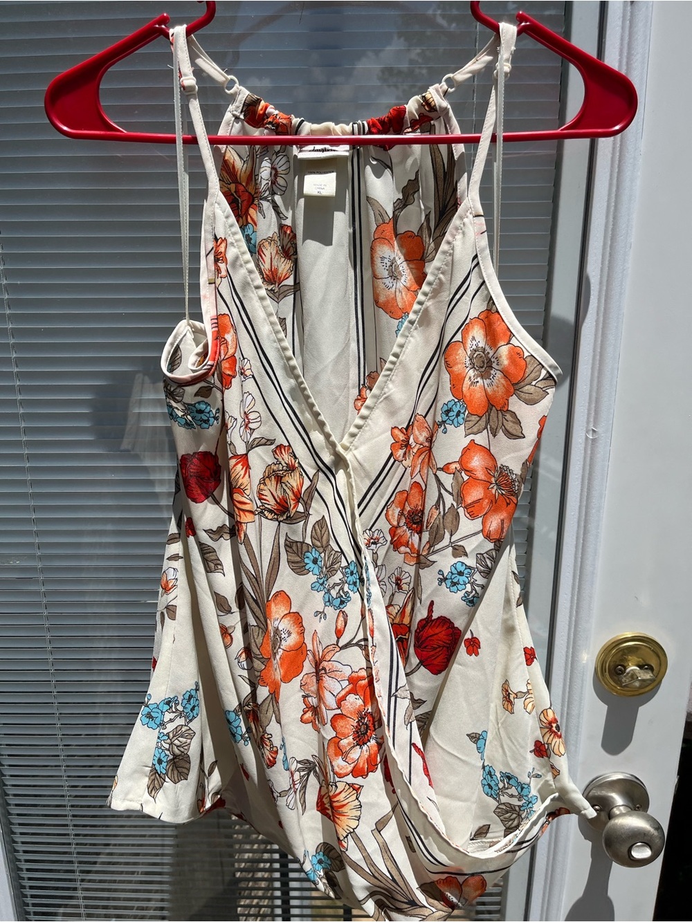 Daytrip Cream Floral Tank top with Orange and Blue Accents